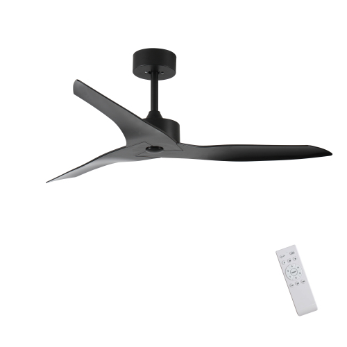 52" Outdoor black Ceiling Fan Without Light with Remote Control ,3 ABS Blades Farmhouse Ceiling Fan 6-speed Reversible DC Motor Modern Ceiling Fan for Living Room, Bedroom, Kitchen - ABS+Steel(Q235) - Casual,Classic