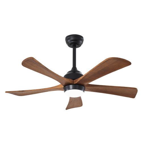 42" 5PCS Solid Wood Blades Ceiling Fan with Lights Remote Control,Quiet DC Motor 5 Blade Ceiling Fans 6 Speed Levels,Reversible Ceiling Fan,for Patio Living Room, Bedroom, Office,Indoor.(Matte Black) - Metal & Wood - Acrylic