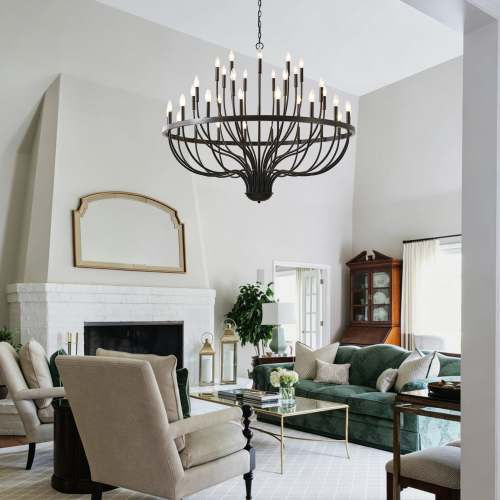 39.4-Inch Matte Black Iron 36-Light American Design Chandelier