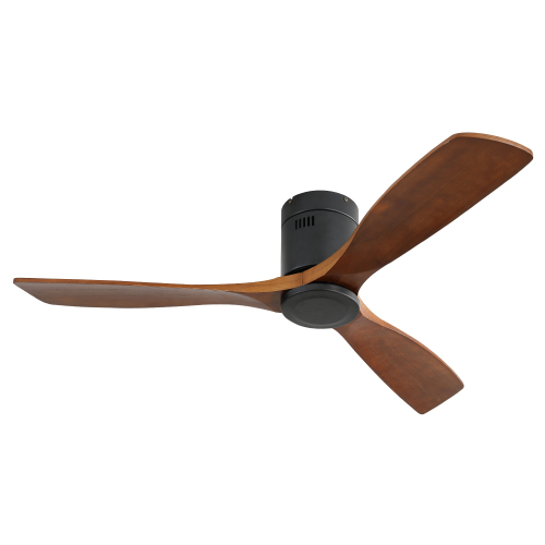 (The same as W934P214539) 52 Inch Indoor Wooden Ceiling Fan With 3 Solid Wood Blades Remote Control Reversible DC Motor Without Light - Black - Metal & Wood - 52-Inch