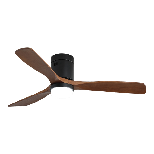 52 Inch Wooden Ceiling Fan, With 18W Led Light 3 Solid Wood Blades, Remote Control Reversible DC Motor with ETL Ceiling Fan For Home - Black - Metal & Wood - 52-Inch