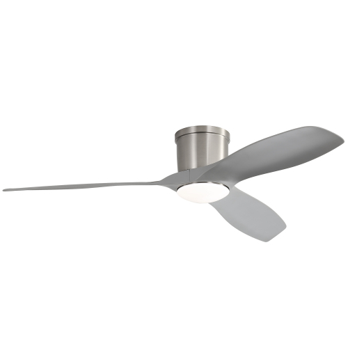 52 Inch Flush Mount Ceiling Fan with Dimmable Led Light 3 ABS Fan Blades Reversible DC Motor For Living Room - Brushed Nickel - ABS,Metal - 52-Inch