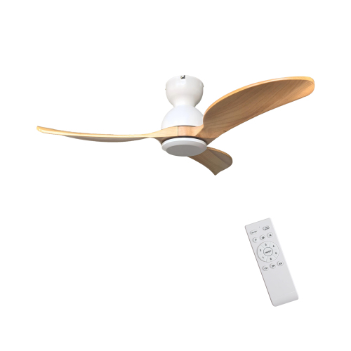 42 Inch Ceiling Fan no light with Remote Control, Low Profile Flush Mount Ceiling Fan without Light,Noiseless Reversible DC Motor with Timer - Forged Pewter,Golden+White - Metal & Wood - 42-Inch