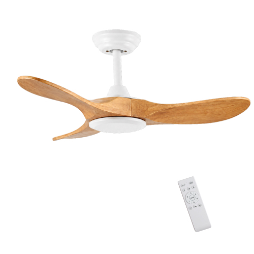 36" Wood Ceiling Fan NO light, 3 Reversible Blades, with 6 Speeds Reversible DC Motor,Low Profile Ceiling Fan with no light for Living Room Kitchen Bedroom - Gold & White Print - Metal & Wood