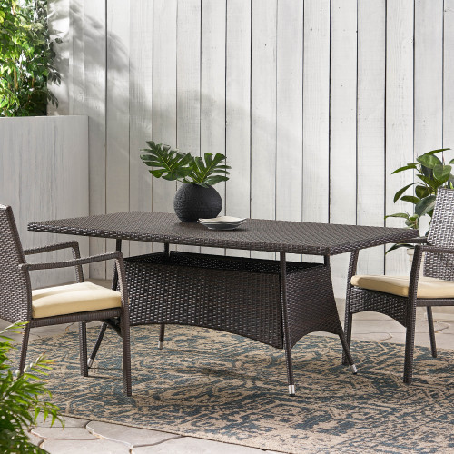 CORSICA RECT DINING TABLE - Brown Multi - PE Rattan+Iron