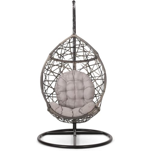MARLIN HANGING EGG CHAIR - Gray - PE Rattan+Iron+Waterproof Fabric