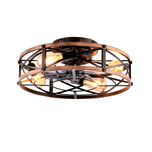 19''  Mounting Type  Ceiling Fan  ,Reversible Motor, DC Remote Control,6 Speed Ceiling Fan,Timing, for Living Room, Bedroom, or Dining Room--NOT Included Bulbs - Bronze,Brushed Gold - PC - Iron - American Design,Antique,Classic