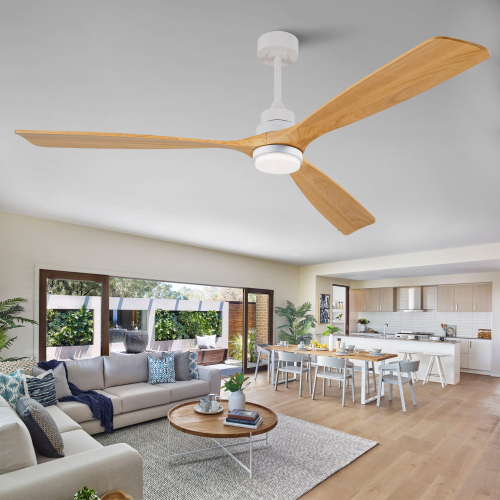 Hot sales 72 Inch Modern Ceiling Fan With 3 Color Dimmable 3 Solide Wood Blades Remote Control Reversible DC Motor With Led Light - Oak Natural Wood + Antique White - Solid Wood - Antique White - Solid Wood - 72-Inch - Oak Natural Wood + Antique White - Solid Wood - Antique White - Solid Wood - 72-Inch