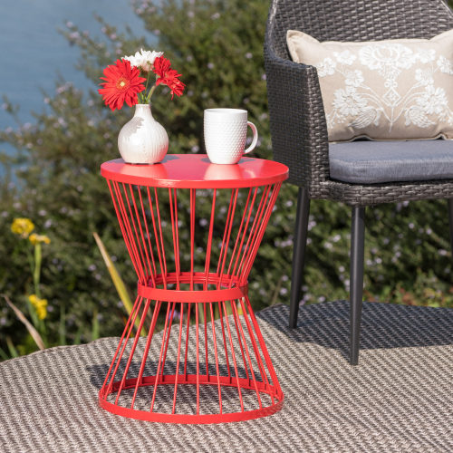 16" Stainless Steel SIDE TABLE - Red