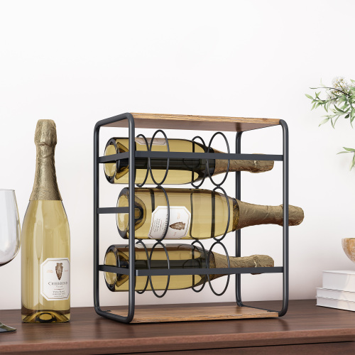 WINE RACK - Black+Natural - MDF+Metal
