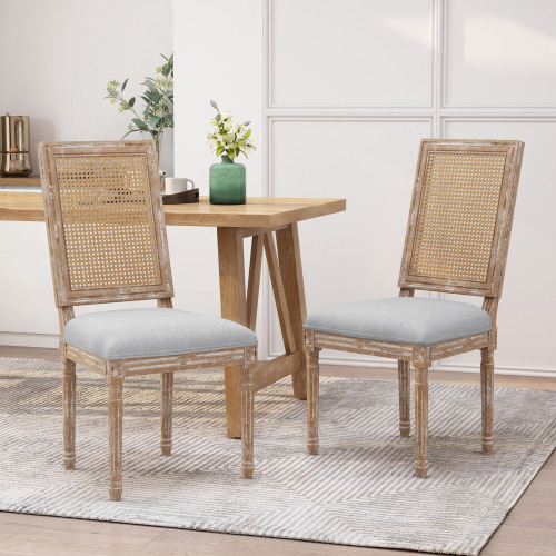 DINING CHAIR [SET OF 2 PCS] - LIGHT GREY - Fabric