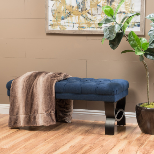HILTON OTTOMAN - Navy Blue - Fabric