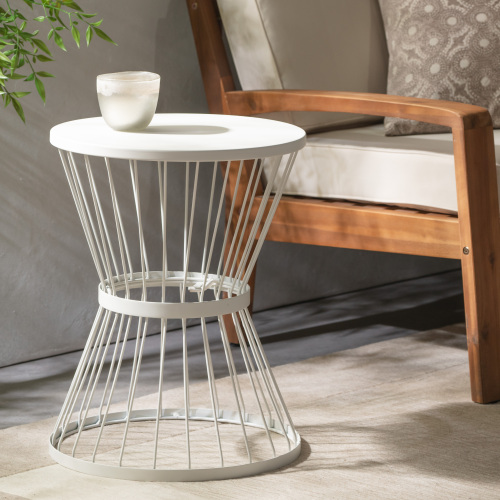 LASSEN 16" SIDE TABLE - Matte White - Iron