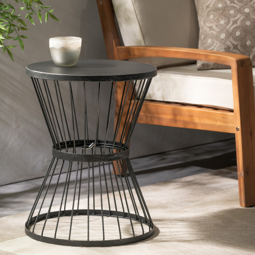 LASSEN 16" SIDE TABLE - Matte Black - Iron
