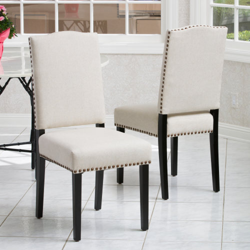 MADISON KD STUD DINING CHAIR - Beige - Fabric