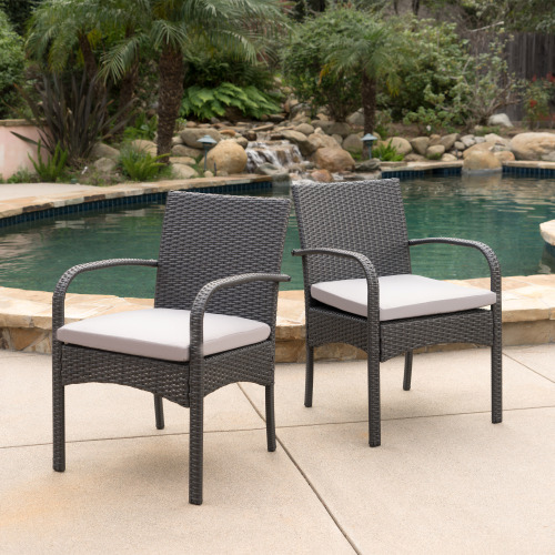 CORDOBA KD PE WICKER DINING CHAIR [SET OF 2 PCS] - Grey - PE Rattan+Iron+Waterproof Fabric
