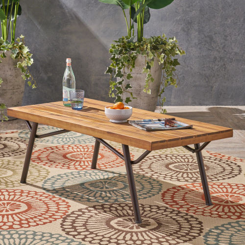 CANOGA COFFEE TABLE - Teak - Metal & Wood - Metal & Wood - Teak