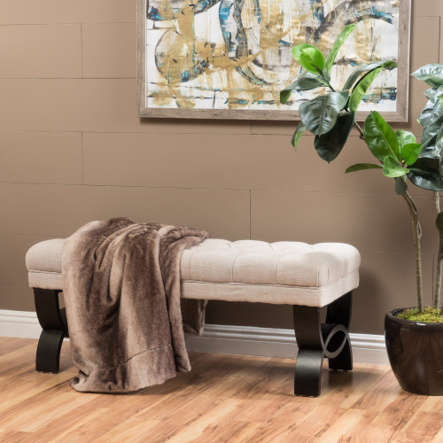 Storage Ottoman Bench with Solid wood legs, Tufted Ottoman with Storage Bench for Living Room, Large End of Bed Bench Ottomans, Modern Entryway Benches, Window & Bedroom Benches for Foot of Bed - Light beige - Fabric