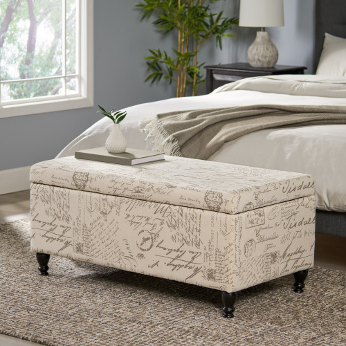 Storage Ottoman,Rectangular Ottoman Bench,Upholstered Storage Bench,Foot Rest for Living Room, Entryway and Bedroom, - Beige+ Reclaimed Natural - Fabric