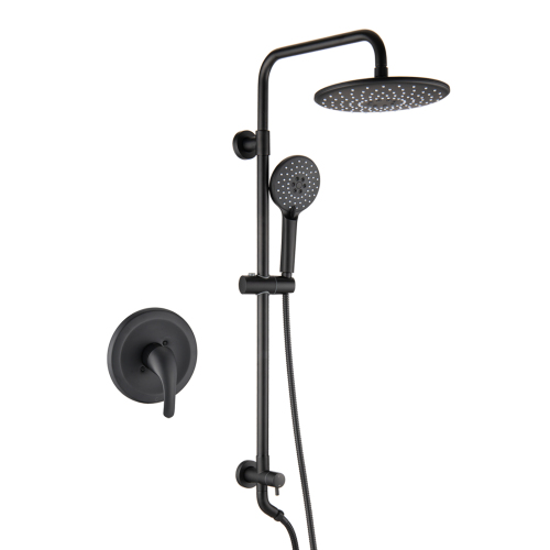 Wall Mounted Rain Showerhead and Hand Shower System with Adjustable Slide Bar (Rough-in Valve Included) - Matte Black - ABS,Stainless Steel