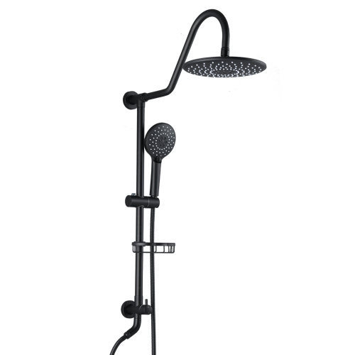 10" Rainfall Shower Head and Handheld Showerhead Combo Shower System with Slide Bar, Matte Black - brass