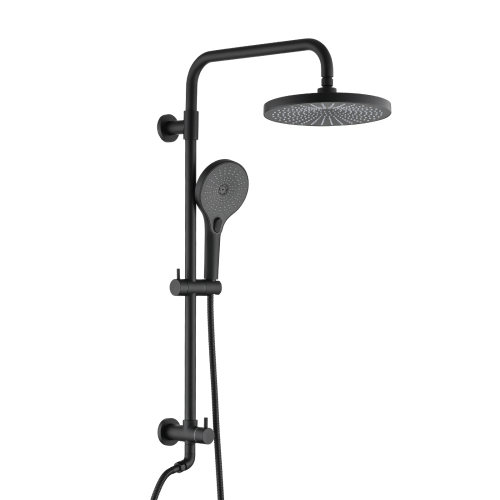 Shower Head with Handheld Shower System with 8" Rainfall Shower Head Shower System Dual Shower Combo 3-Setting Handheld Sprayer with Slide Bar Matte Black - ABS
