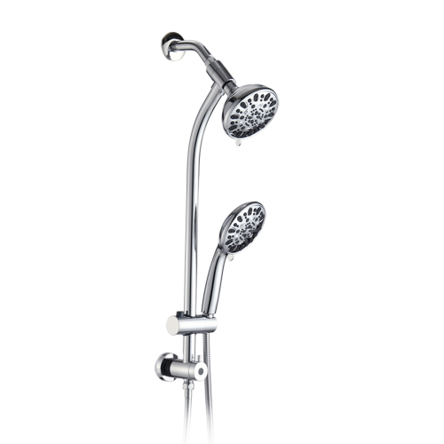 Drill-Free Stainless Steel Slide Bar Combo Rain Showerhead 7-Setting Hand, Dual Shower Head Spa System - Chrome - ABS - Chrome - ABS