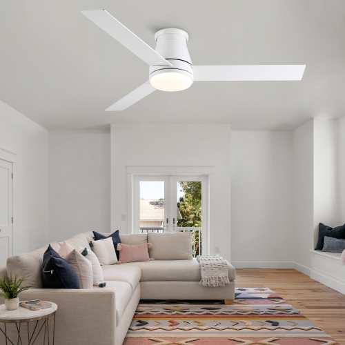 52 in. Farmhouse Nickel Integrated LED Smart Ceiling Fan with DC Remote&Tuya APP Control for Bedroom, Living Room - White - Plywood - 52" White Fan - 3 White/Oak wood Grain Blades - Not Specified