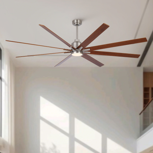 84" Oversized Large Brushed Nickel Black Walnut Solid Wood Ceiling Fan with Dimmable Led Light 8 Black Walnut Solid Wood Blades Remote Control Reversible DC Motor For Living Room Warehouse Villa - Metal,Solid Wood - American Design,Contemporary,Farmhouse,Modern,Vintage - Black Walnut Solid Wood (No Wall Control) - Not Specified