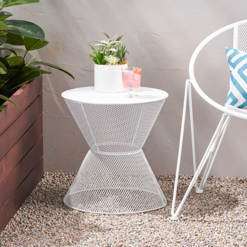 NEVADA SIDE TABLE - Matte White - Iron