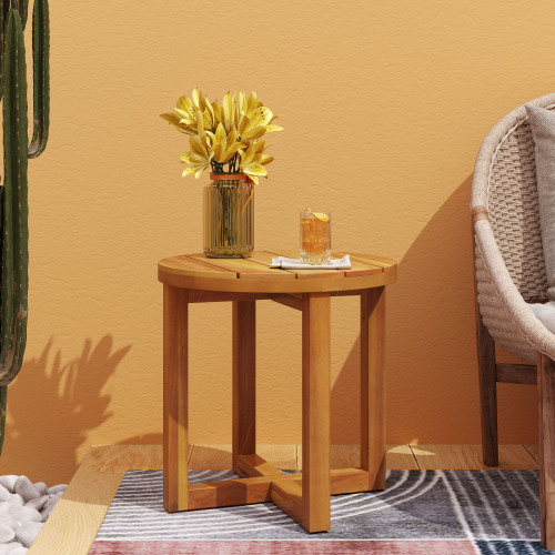 ELLA ROUND SIDE TABLE - Teak - Acacia Wood