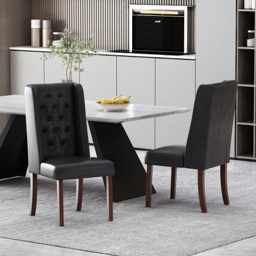 DINING CHAIR - Black - Wood+Fabric
