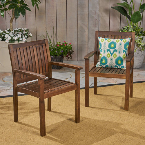 WILSON DINING CHAIR [SET OF 2 PCS] - Dark Brown - Acacia Wood