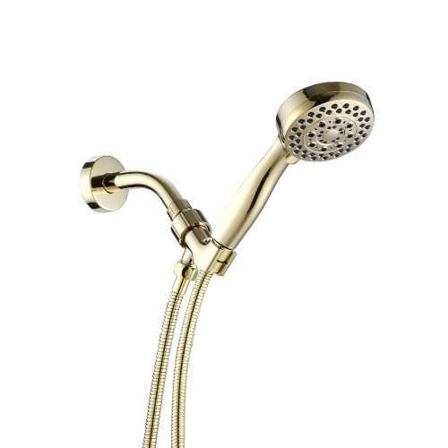 5 Mode Adjustable Settings Handheld Shower Head with Hose High Pressure Shower Heads - Polished Golden - ABS - Polished Golden - ABS