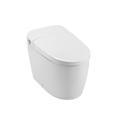 Smart Toilet Bidet Combo with Self-Cleaning Nozzle, Heated Seat, Night Light, Knob Control, Power Outage Flushing, Soft Close, Auto Flush, with Remote Control - White - Ceramic