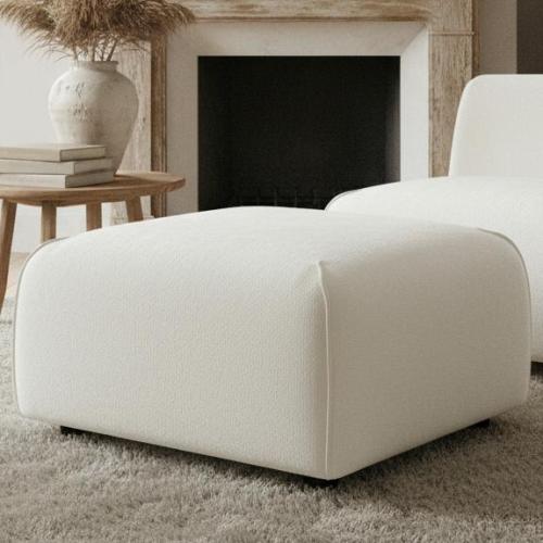 Plush Square Ottoman – Multi-Functional Extra Seating for Living Room & Home - Beige - Polyester,Solid Wood - Beige - Not Specified