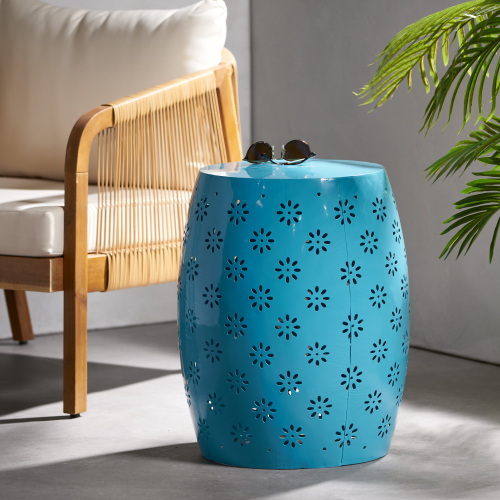 SOLEIL 15" SIDE TABLE -BLUE - Iron