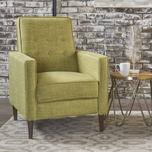 Fabric Recliner Chair Mid-Century Modern Recliner Pushback Single Recliner Sofa with Thicker Seat Cushion Tufted Upholstered Sofa with Wooden leg for Living Room Bedroom - Green - Green