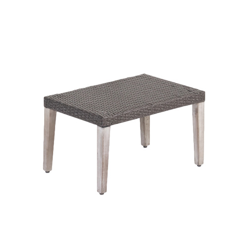 HAMPTON WOOD + WICKER OTTOMAN - Grey - Metal & Wood - Metal & Wood