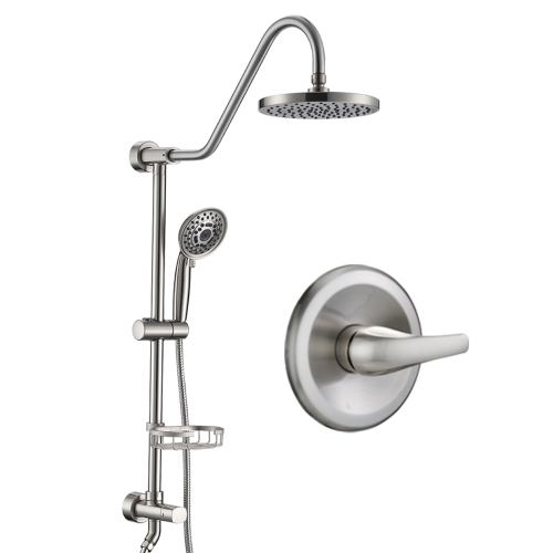 Shower Head with Handheld Shower System with 8" Rain Shower Head (Rough-in Valve Included) - Brushed Nickel - Stainless Steel - Brushed Nickel - Stainless Steel