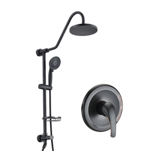 Shower Head with Handheld Shower System with 8" Rain Shower Head (Rough-in Valve Included) - Oil-Rubbed Bronze - Stainless Steel - Oil-Rubbed Bronze - Stainless Steel
