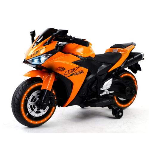 Electric motorcycle/ 12 V Kids toys motorcycle/Kids electric car/electric ride on toys for 3 4 5 6 years Boys Girls with Training Wheels/manual throttle/ drive by hand/Lighting wheels - Orange - Plastic - 50 - 99 Lbs - Indoor & Outdoor Use - Not Specified