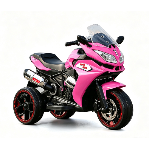 12V Electric Motorcycle for Kids 3-6 Years Large 41" Ride-On Trike with LED Glowing Wheels, Full-Body Cool Lights, MP3 & Wireless Phone Music, 3.2 MPH, 66LB Capacity - Pink - Plastic