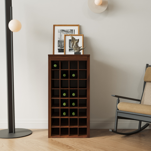 brown walnut color modular 32 wine bar cabinet Buffet Cabinet - Walnut Brown - MDF