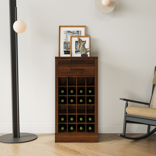 brown walnut color modular 24 wine bar cabinet Buffet Cabinet - Walnut Brown - MDF