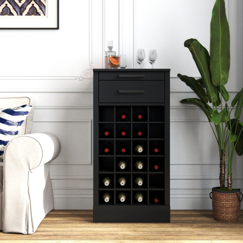 Black color modular 24 wine bar cabinet Buffet Cabinet - Particle Board+MDF - Black - Particle Board+MDF