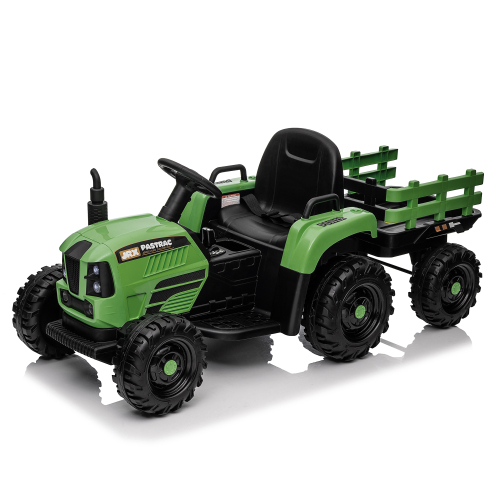 Ride on Tractor with Trailer,24V 400W Powered Electric Tractor Toy w/Remote Control,electric car for kids,Three speed adjustable,Power display, USB,MP3 ,Bluetooth,LED light,Two-point safety belt. - Emerald - Polypropylene - Plastic - American Design - 50 - 99 Lbs - 3 to 4 Years - Outdoor