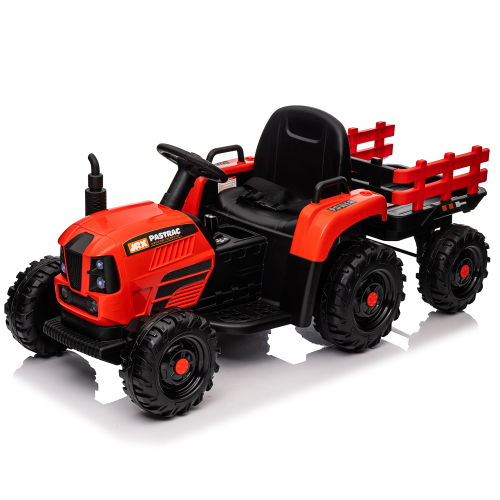 Ride on Tractor with Trailer,24V 400W Powered Electric Tractor Toy w/Remote Control,electric car for kids,Three speed adjustable,Power display, USB,MP3 ,Bluetooth,LED light,Two-point safety belt. - Polypropylene - Plastic - American Design - 50 - 99 Lbs - 3 to 4 Years - Outdoor - Red - Polypropylene - Plastic - American Design - 50 - 99 Lbs - 3 to 4 Years - Outdoor