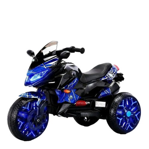 Electric motorcycle/ 12 V Kids toys motorcycle/Kids electric car/electric ride on toys for 3 4 5 6 years Boys Girls with Training Wheels/manual throttle/ drive by hand/Lighting wheels - Blue - Plastic - 50 - 99 Lbs - Indoor & Outdoor Use
