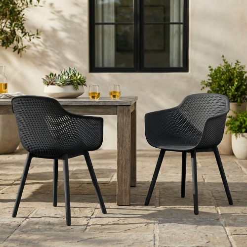 LOTUS CHAIR( Set of 2) - Black - POLYETHYLENE
